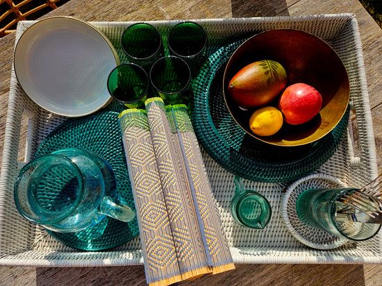 Sample Sale | Savoy Rattan Tray | Large | White