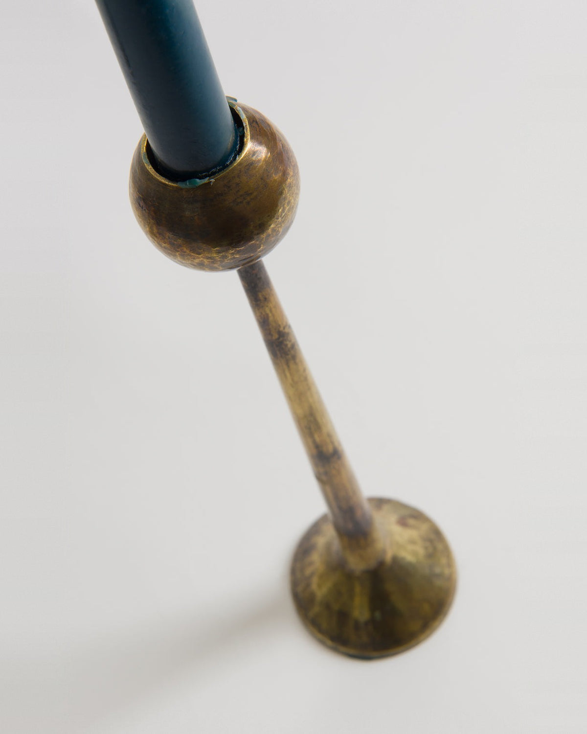 Irrawaddy antiqued brass candlesticks, medium, side view