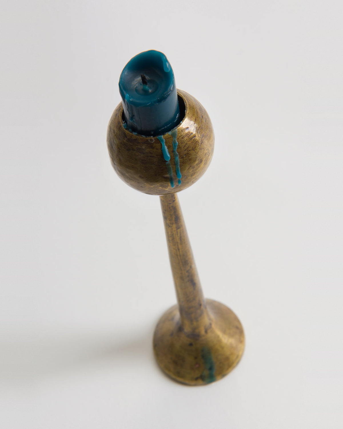 Irrawaddy antiqued brass candlesticks, small, side view
