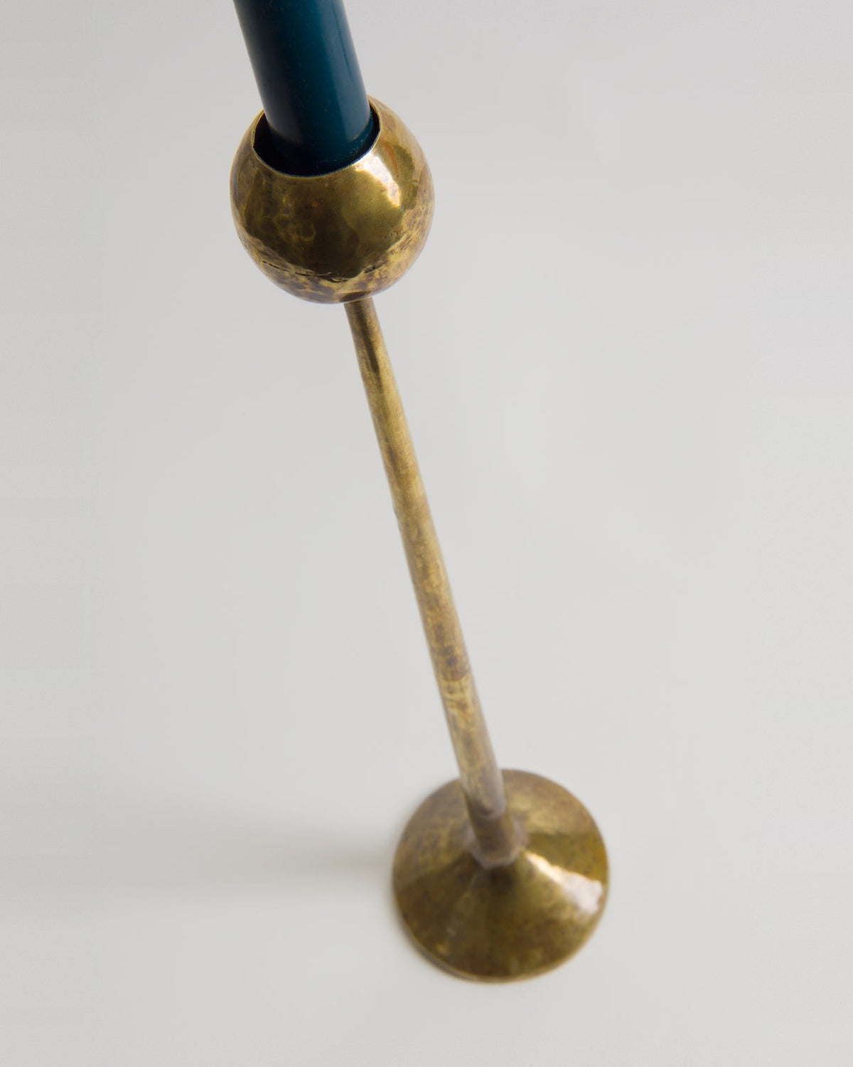 Irrawaddy antiqued brass candlesticks, tall, side view