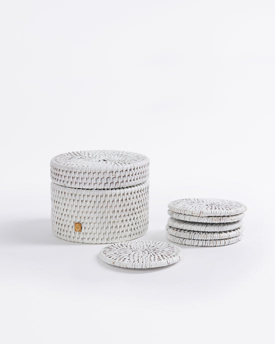 Latha Coasters with Box | Set of 6 | White