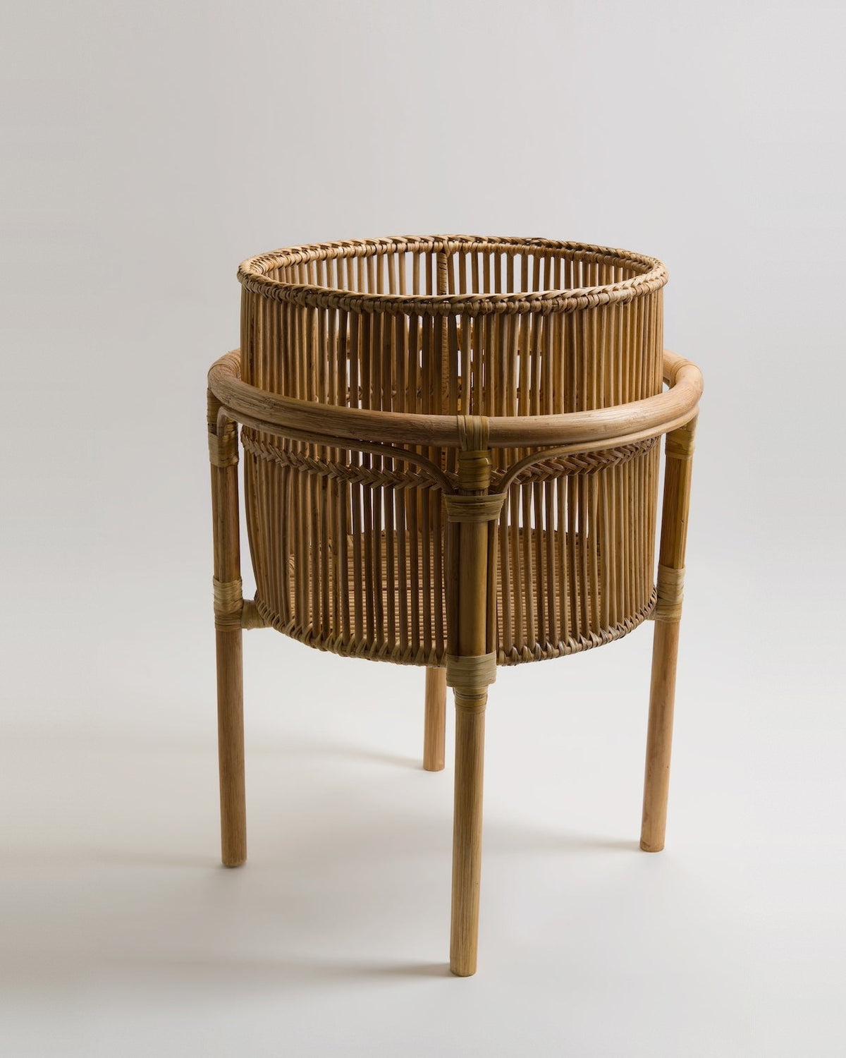 Tedim rattan planter stand, side view