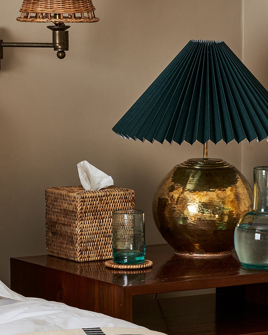 Home accessories in a bedroom setting