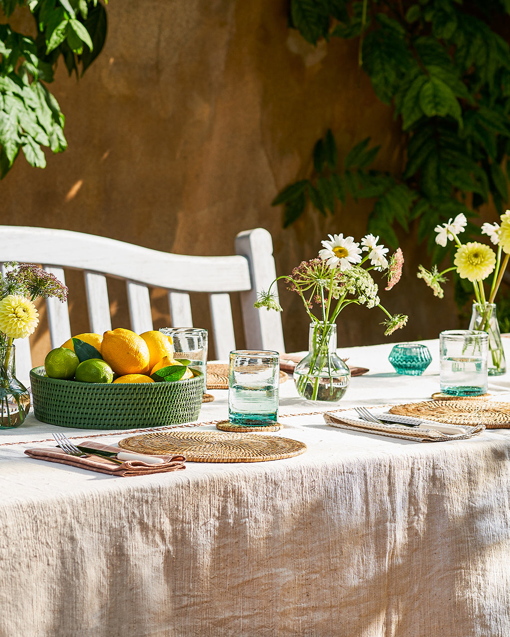 Acacia cotton napkins, styled in a room