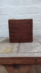 Wonky Heho Rattan Tissue Box Cover | Square | Brown