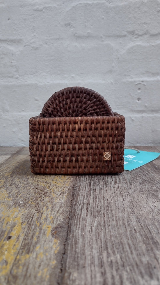 Wonky Latha Coasters in Tub | Set of 6 |  Brown