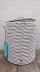 Wonky Strand Rattan Bathroom Bin | White