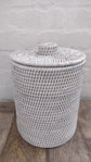 Wonky Strand Rattan Bathroom Bin | White