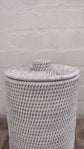 Wonky Strand Rattan Bathroom Bin | White