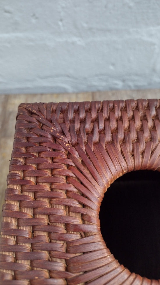 Wonky Heho Rattan Tissue Box Cover | Square | Brown