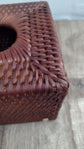 Wonky Heho Rattan Tissue Box Cover | Square | Brown