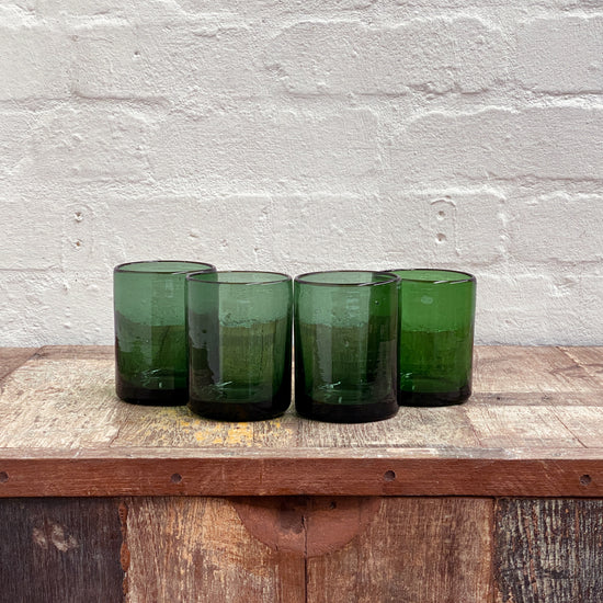 Wonky Zomi Tumbler Glasses | Green | Set of 4