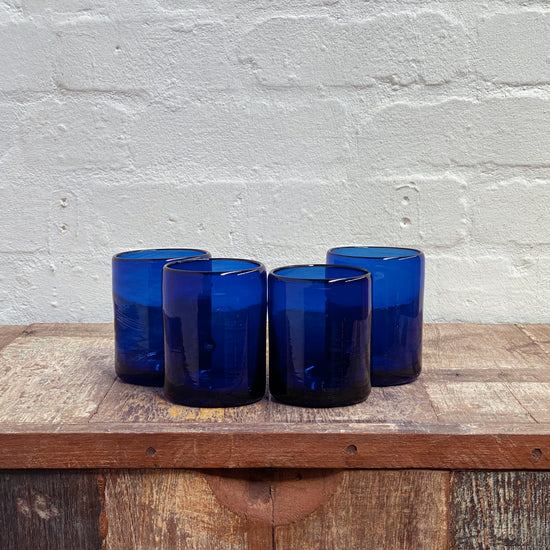Wonky Zomi Tumbler Glasses | Blue | Set of 4