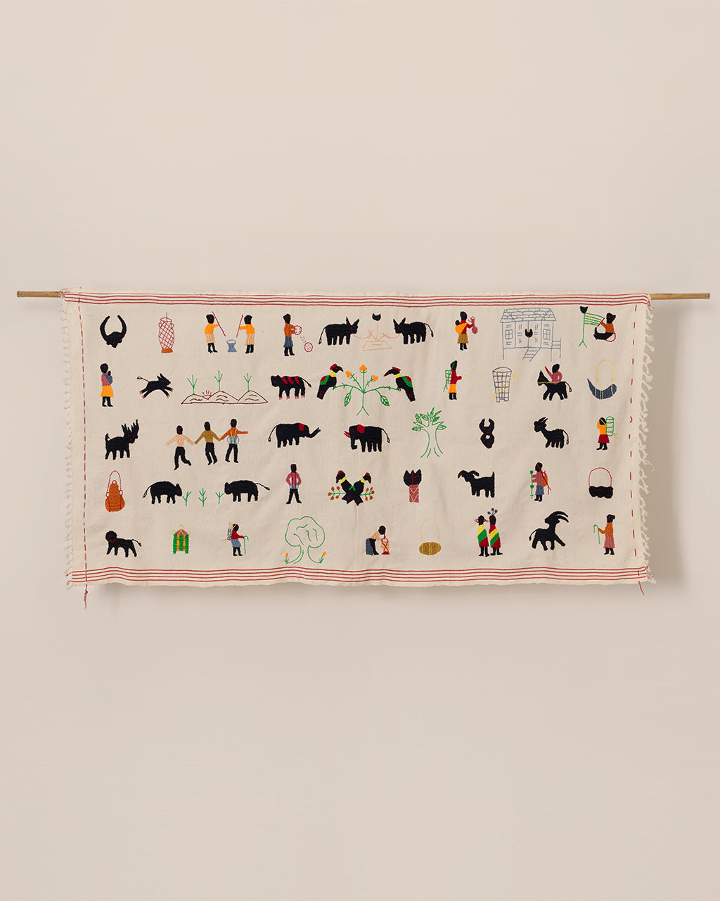 Naga embroidered wall hanging, side view