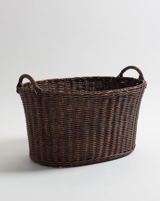 Oval Log Basket with Handles