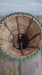 Wonky Sunbird Small Rattan Lampshade | Green Trim | Candle Clip