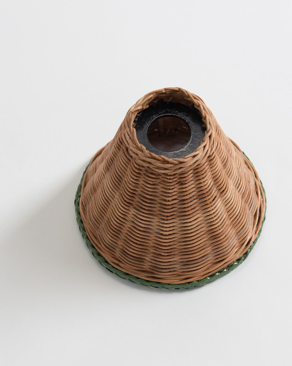 Sunbird Small Rattan Lampshade | Green Trim