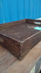 Wonky | Savoy Rattan Tray | Large | Brown