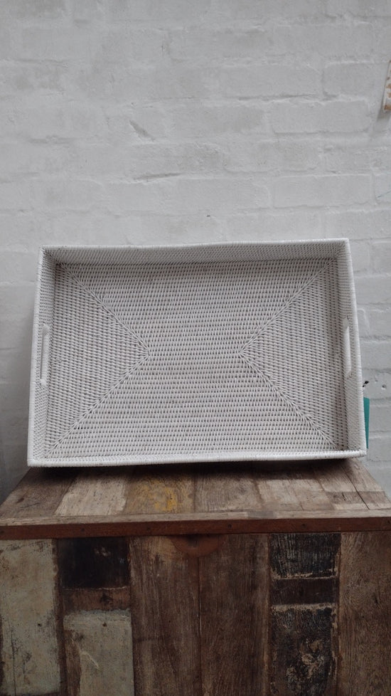 Wonky | Savoy Rattan Tray | Large | White