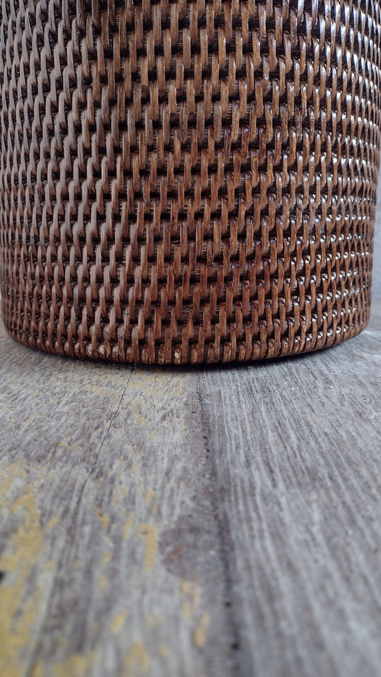 Wonky Strand Rattan Bathroom Bin | Brown