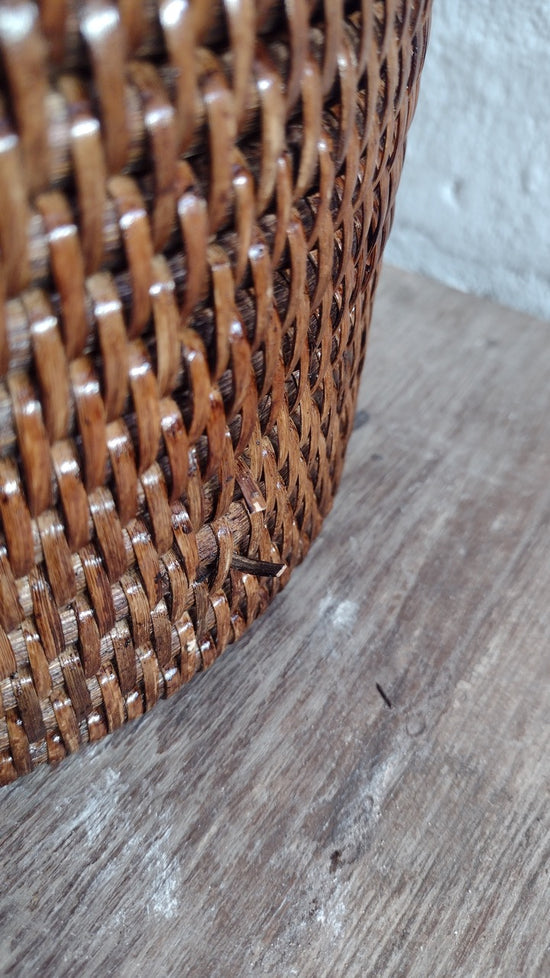 Wonky Strand Rattan Bathroom Bin | Brown