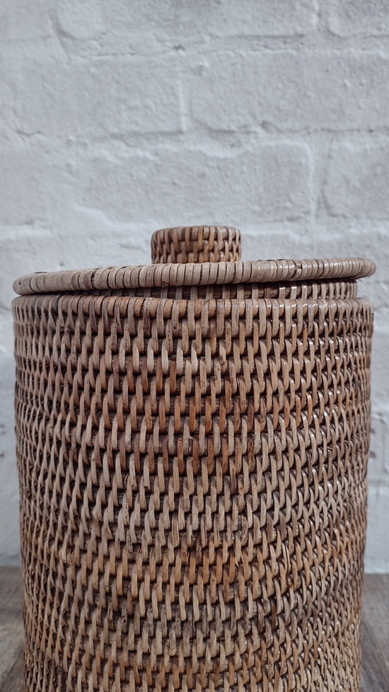 Wonky Strand Rattan Bathroom Bin | Natural