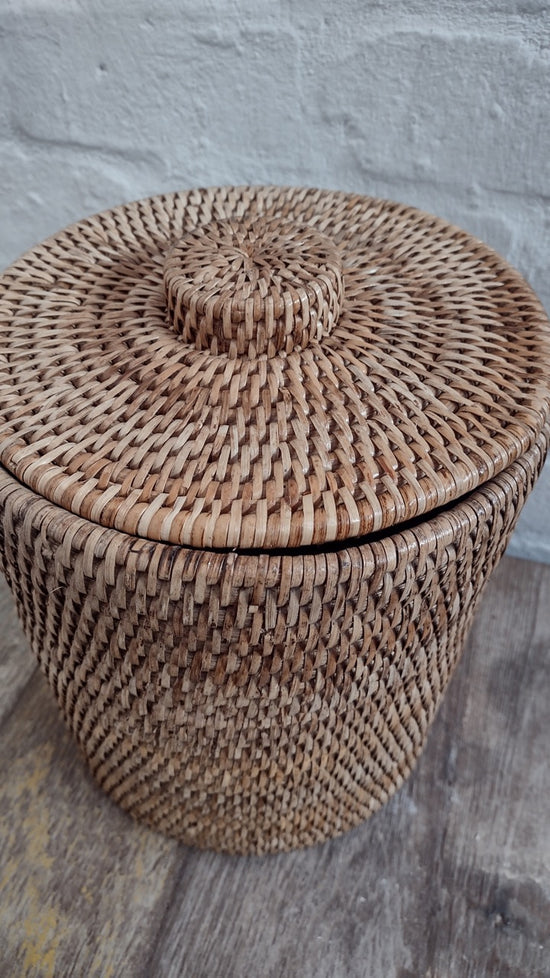 Wonky Strand Rattan Bathroom Bin | Natural