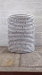 Wonky Strand Rattan Bathroom Bin | White