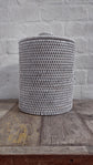 Wonky Strand Rattan Bathroom Bin | White