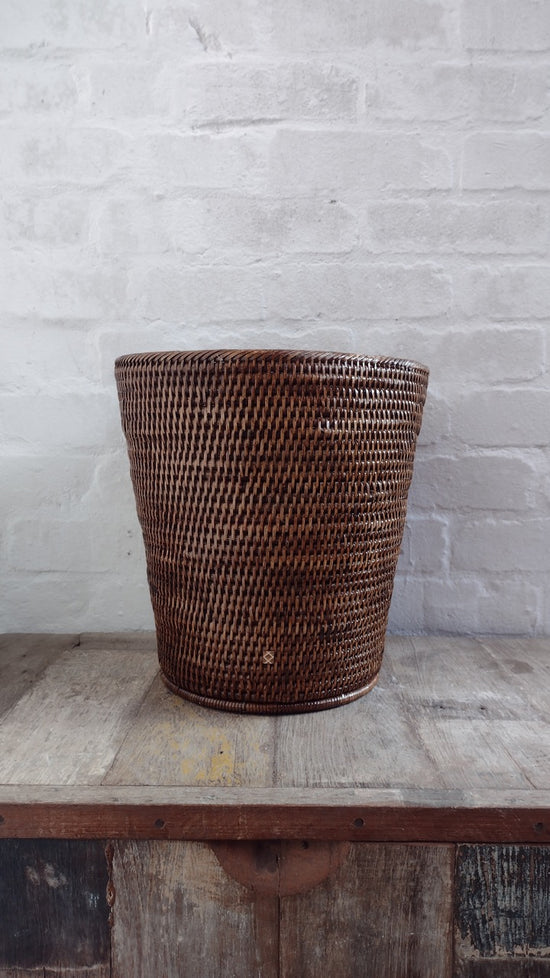 Wonky Dawei Waste Paper Basket | Brown