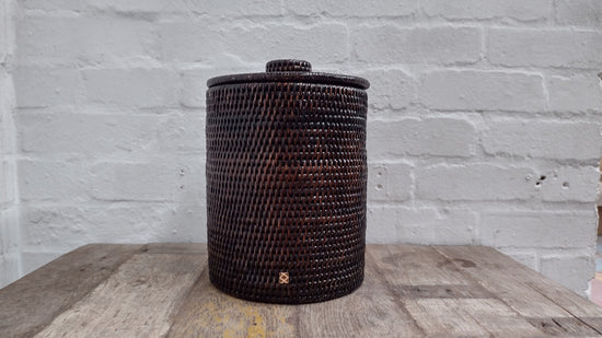 Wonky Strand Rattan Bathroom Bin | Brown