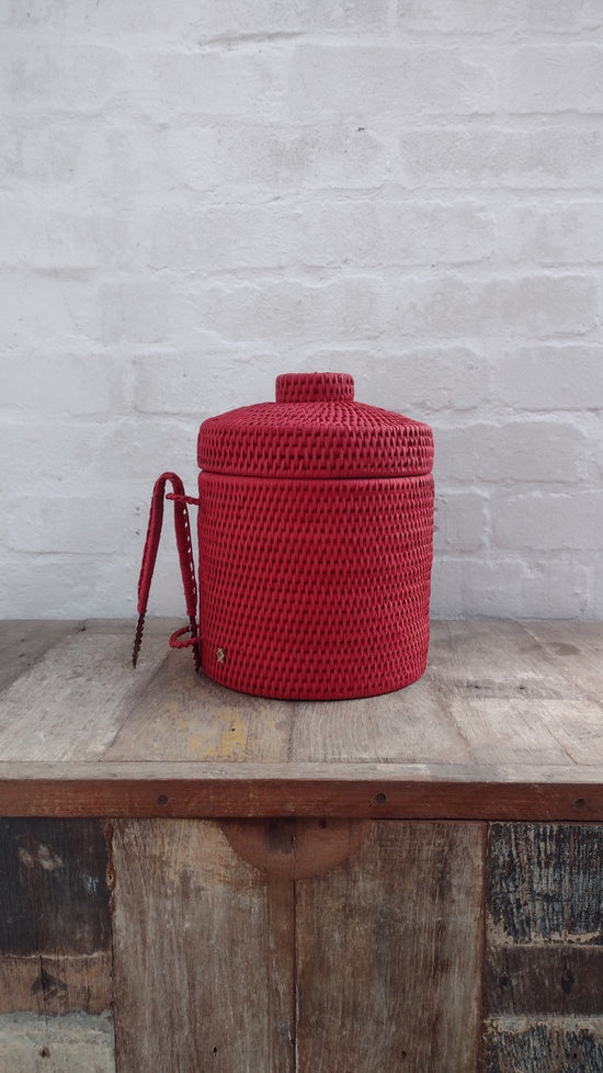 Wonky Sale | Strand Rattan Ice Bucket | Cranberry Red