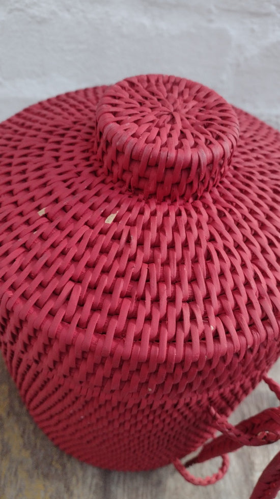 Wonky Sale | Strand Rattan Ice Bucket | Cranberry Red