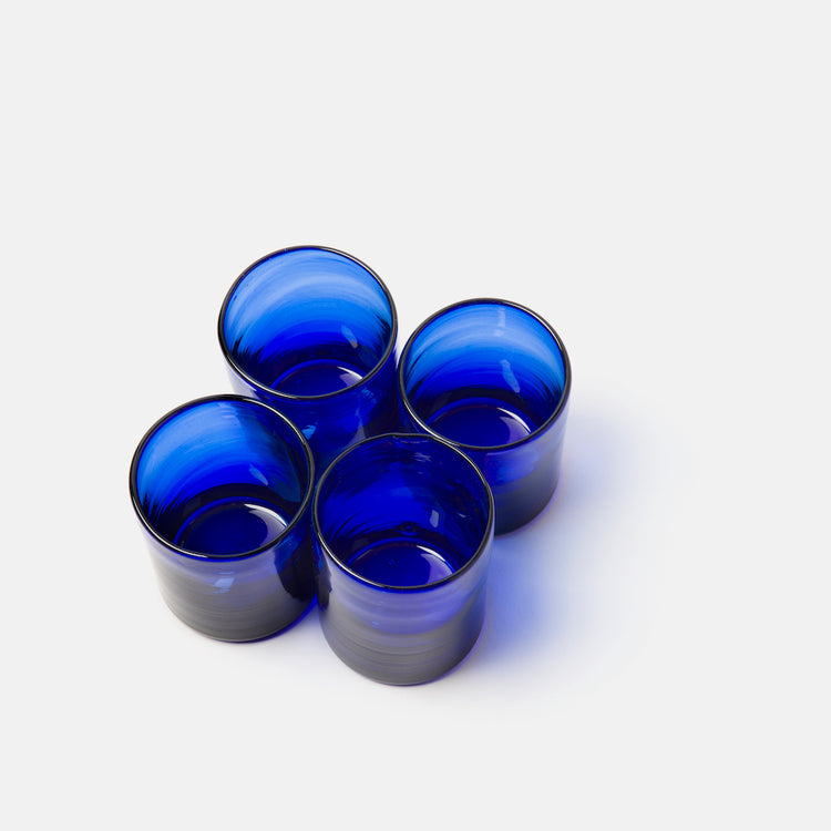 Normal Class- Set Of 4 Pieces Hand Cut To Clear Blue Colored Glass Cup –  JINZHI GLASS CRAFTS