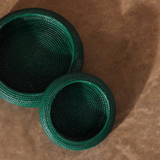 Inya Rattan Bowl | Small Dark Green