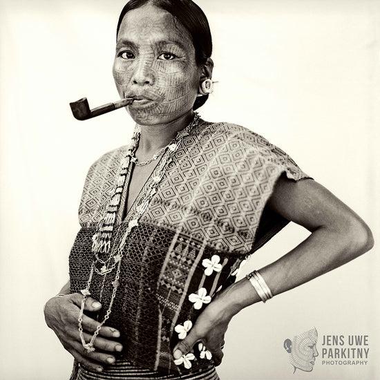 Laytu Chin Lady in Traditional Attire Smoking a Pipe, 2005