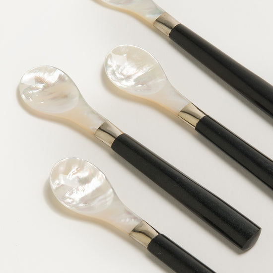 Mother of Pearl & Black Marble Spoons| Set of 4