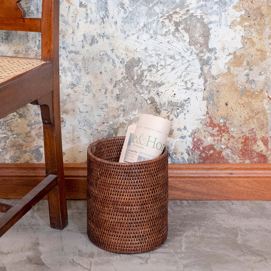 Rangoon Rattan Waste Paper Basket | Brown